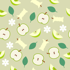 Cute apple seamless pattern in flat style. Cartoon apple seamless pattern