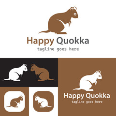 Quokka animal Logo.Quokka pictorial Logo Template.Vector Illustration.