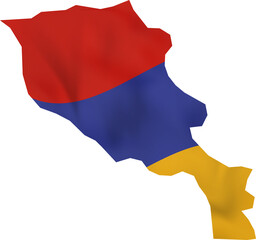 Armenia map with waving flag.