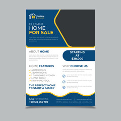 Real estate flyer design, elegant home sale flyer design, Creative and clean real estate flyer for real estate and property business flyer vector illustration