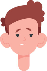 Scary sad kid face. Cartoon boy emotion