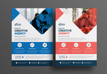 Clean Corporate Flyer Template with Blue Vector Accents