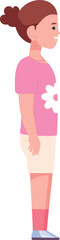 Cartoon kid side view. Cute girl character
