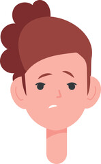 Anxious girl face expression. Kid head portrait