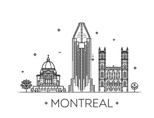 Obraz premium Vector illustration of Montreal city. Montreal skyline.