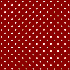 White dots on red background. Textile in peas. Seamless pattern. Polka dots backdrop.
