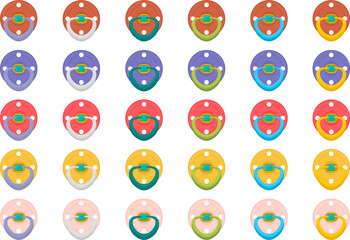 big set baby pacifiers, dummy with rubber nipple