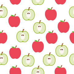Cute apple seamless pattern in flat style. Cartoon apple seamless pattern