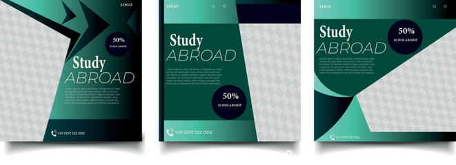 Study abroad social media post or education instagram banner square flyer template
