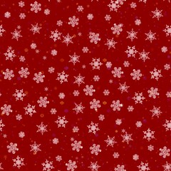 Christmas Snowflake Seamless Pattern. Blank textured effect backgrounds of a creative, bright, vibrant red colour. 