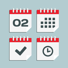 Icon calendar number 2, agenda app, timer, done