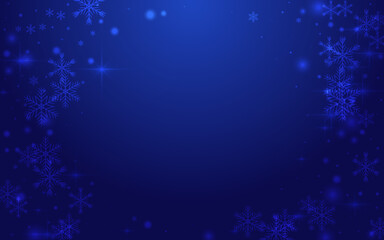 Silver Snowstorm Vector Blue Background. White