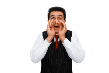 Gesture series: man calls attention.