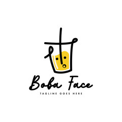 Bubble Drink Logo Design Concept Vector. Boba Drink Logo Template. Sweet Drink Logo Concept