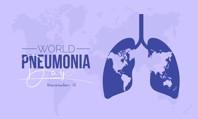 Vector illustration design concept of World Pneumonia Day observed on November 12 - obrazy, fototapety, plakaty