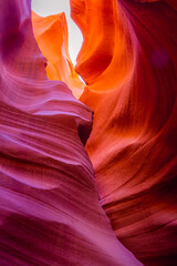 Obraz premium Antelope slot canyon illuminated by sunlight, Page, Arizona, USA