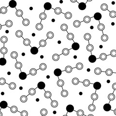 Monochrome artwork with chain. Circles, lines and dots pattern