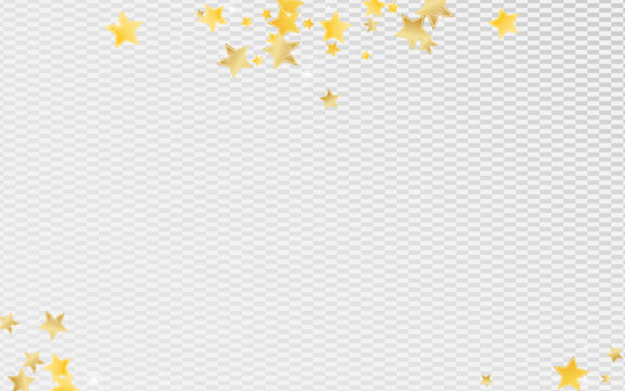 Gold Holiday Stars Vector Transparent Background.