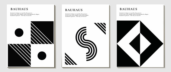 set of abstract background, geometric shape pattern. modern design, circle, line in the style of minimalism. for print. banner, web, business ideas. vector art illustration. style bauhaus