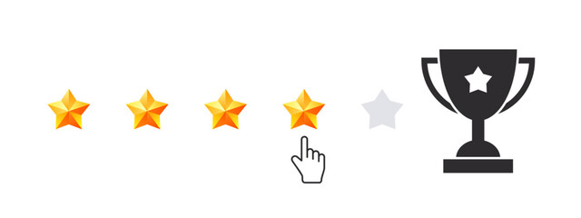 Stars and Cup. Rating badges. Five stars concept design. Vector illustration