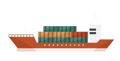Cargo ship with containers. Sea transportation, delivery service vector illustration