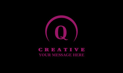 Minimal vintage linear frame, border, label, icon for your letter Q monogram or logo