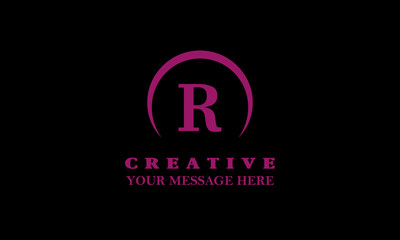 Minimal vintage linear frame, border, label, icon for your letter R monogram or logo