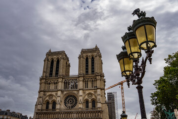 Katedra Notre Dame w Paryżu podczas remontu po pożarze. - obrazy, fototapety, plakaty