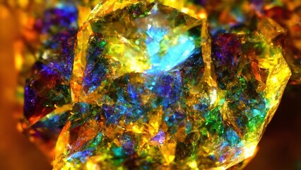 closeup of a crystal in colorful light