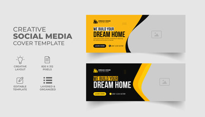 construction handyman home repair social media timeline cover web banner template 