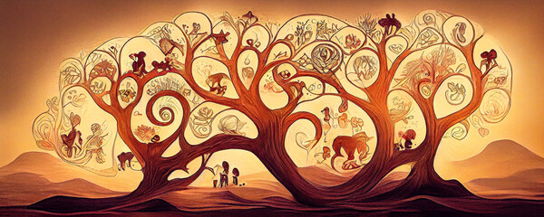 Fototapeta na wymiar Tree of life as wallpaper background illustration design
