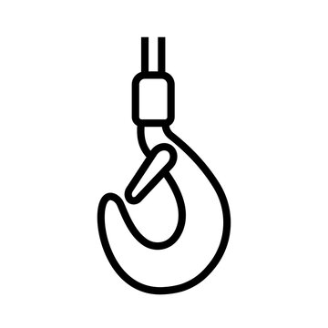 recommend clip art: Hook icon. Black contour linear silhouette. Front side view. Editable strokes. Vector simple flat graphic illustration. Isolated object on a white background. Isolate.