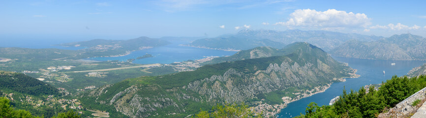 Panoramic view of the Bay of Kotor in Montenegro. Europe