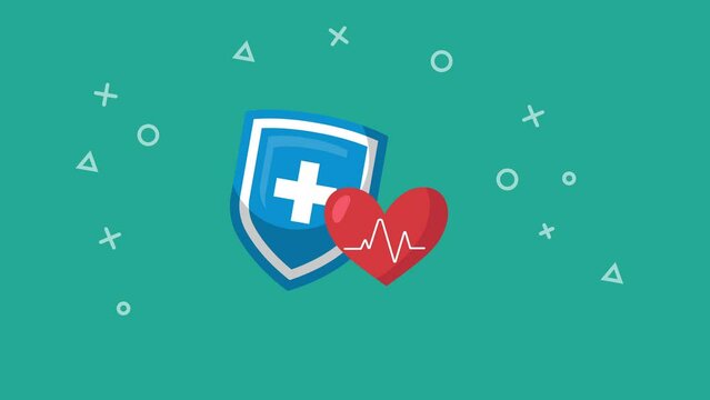 shiled and Heartbeat animation concept. 4K motion animation