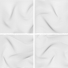 Set black and white relief background with optical illusion of distortion.