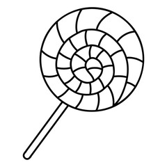 Doodle lollipop. Cartoon element, vector sketch illustration, black outline art for web design, icon, print, coloring page