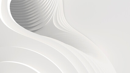 Abstract creative modern parametric white light 3D three-dimensional background. A complex geometric rounded volume cut into many parts forming steps. 3d illustration