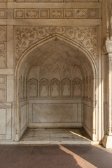 Architectural detail of the red fort in the city of Agra