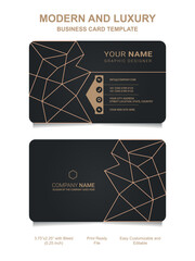 Premium Gold Black Name card and luxury horizontal business card template. Vector visiting card.