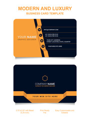 Premium Gold Black Name card and luxury horizontal business card template. Vector visiting card.