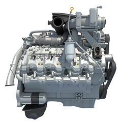 V8 Car Engine 3D rendering on white background