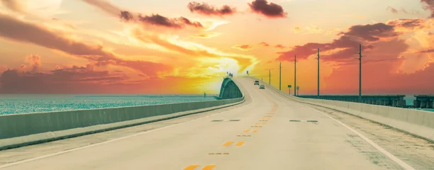 Papier Peint photo autocollant Atlantic Ocean Road Panorama of Road US1 to Key West over Florida keys