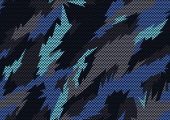 Seamless pattern with camouflage geometric trendy ornament. Racing background for vinyl wrap and decal. Abstract military camo vector texture.