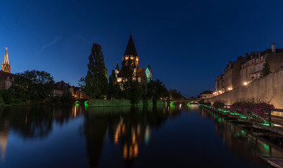 Fototapeta na wymiar Evening in the historic city of Metz.