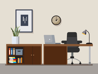 Office furniture. Director's office. Workplace. Vector illustration.