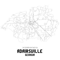 Adairsville Georgia. US street map with black and white lines.