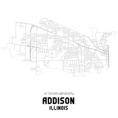 Addison Illinois. US street map with black and white lines. - obrazy, fototapety, plakaty