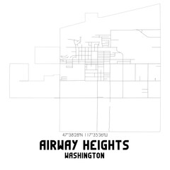 Airway Heights Washington. US street map with black and white lines.