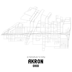 Obraz premium Akron Ohio. US street map with black and white lines.