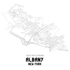 Fototapeta na wymiar Albany New York. US street map with black and white lines.